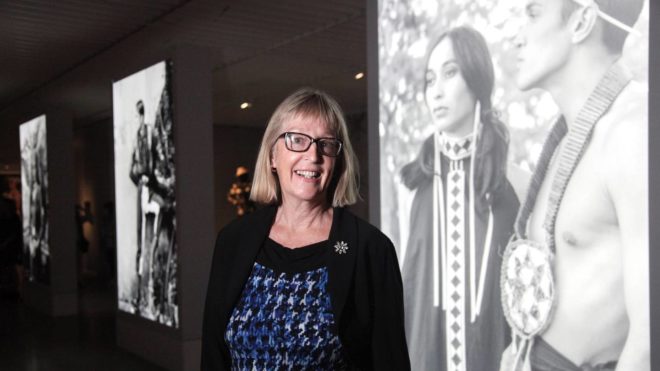 Vivienne Haldane at Te Papa Tongarewa for the 2018 opening of the exhibition Pacific Sisters: He Toa Tāera | Fashion Activists